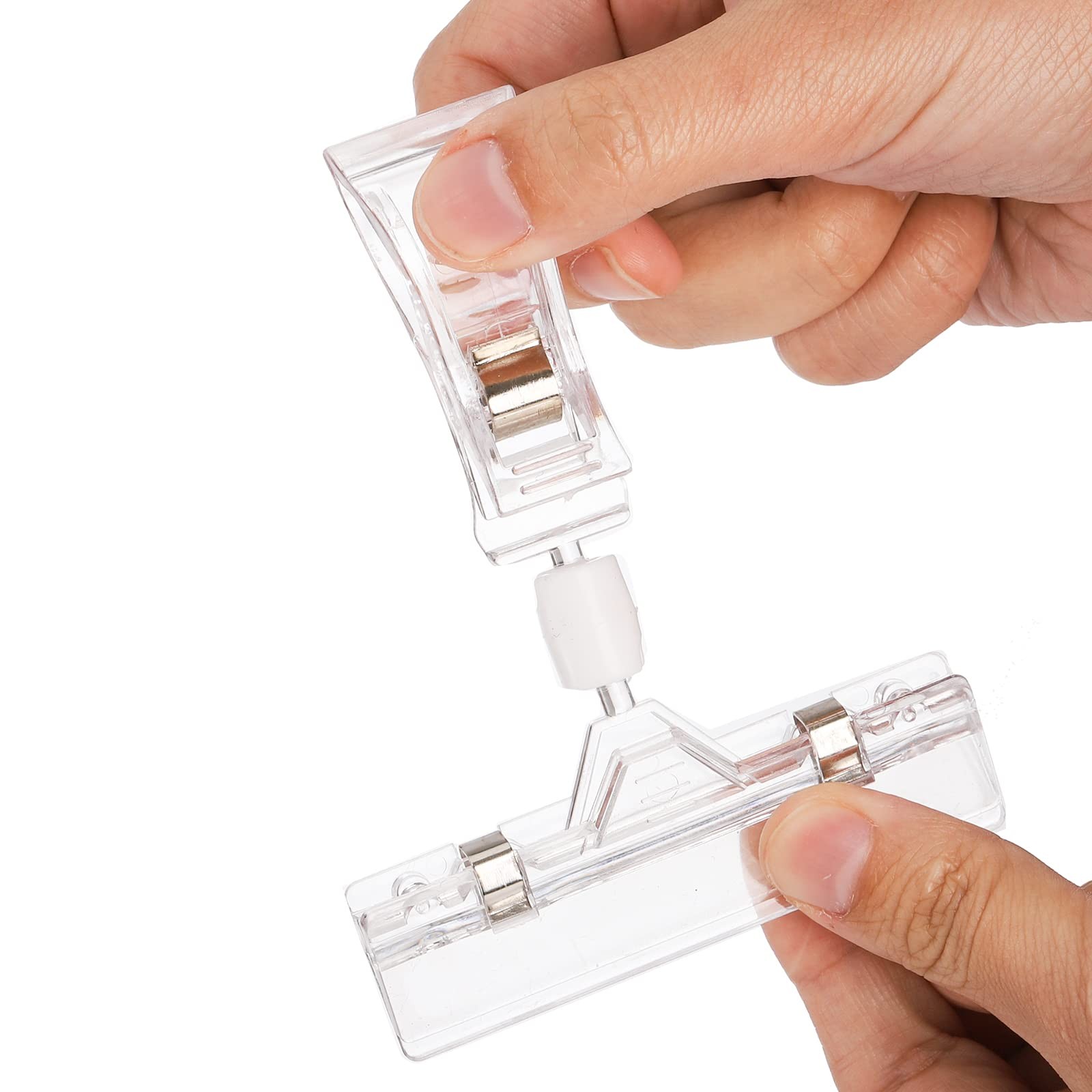 ZOOFOX 50 Pack Plastic Sign Holder Clip, Clear Rotatable Pop Transparent