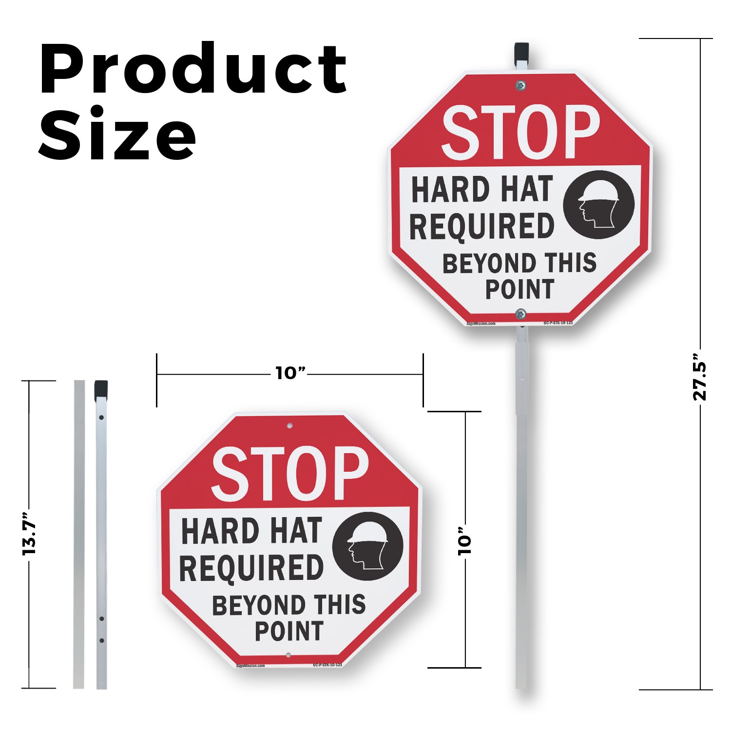 Stop Hard Hat Required Beyond Thi Octagon Sign With Stake Weather Resistant