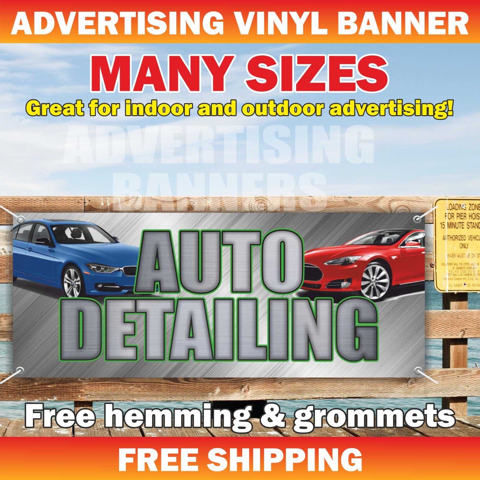 AUTO DETAILING Advertising Banner Vinyl Mesh Sign service repair cleaning car