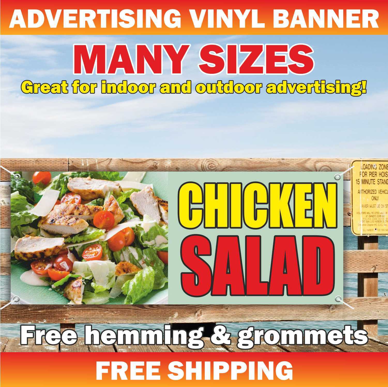 CHICKEN SALAD Advertising Banner Vinyl Mesh Sign organic food fitness buffet bar