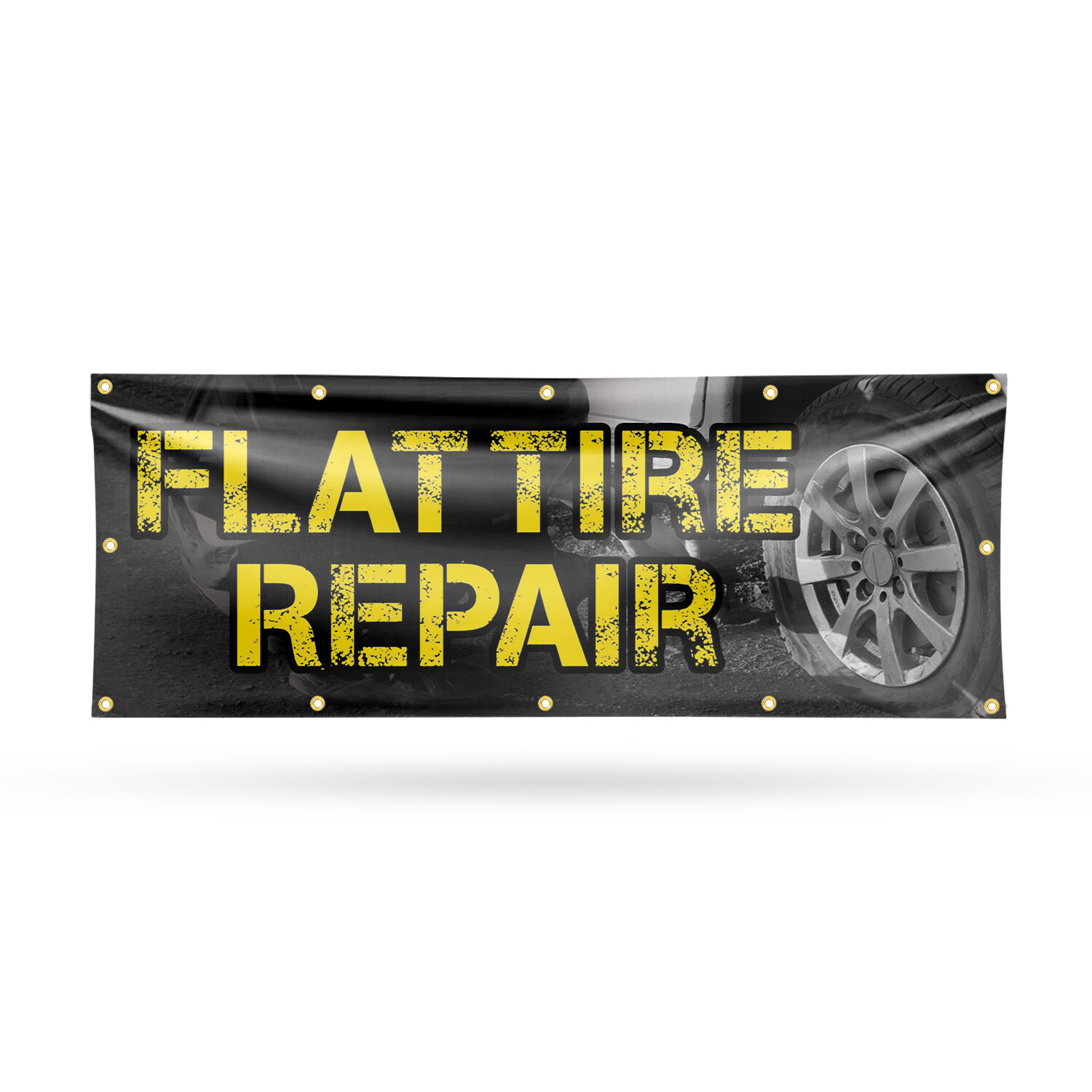 Flat Tire Repair Vinyl Banner Sign with Metal Grommets Heavy-Duty Single-Sided