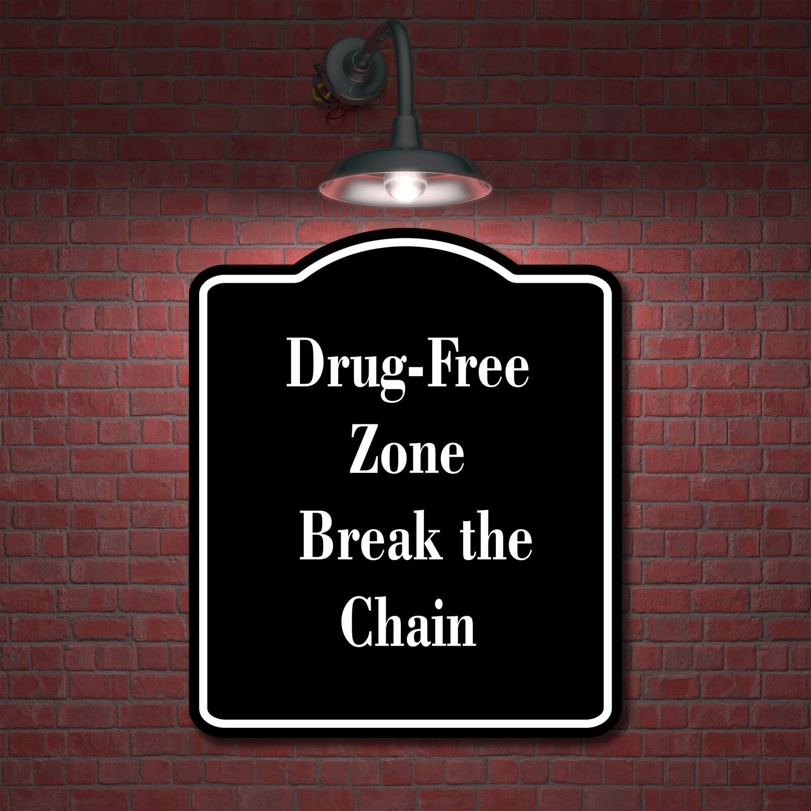 Drug-Free Zone Break the Chain BLACK Aluminum Composite Sign