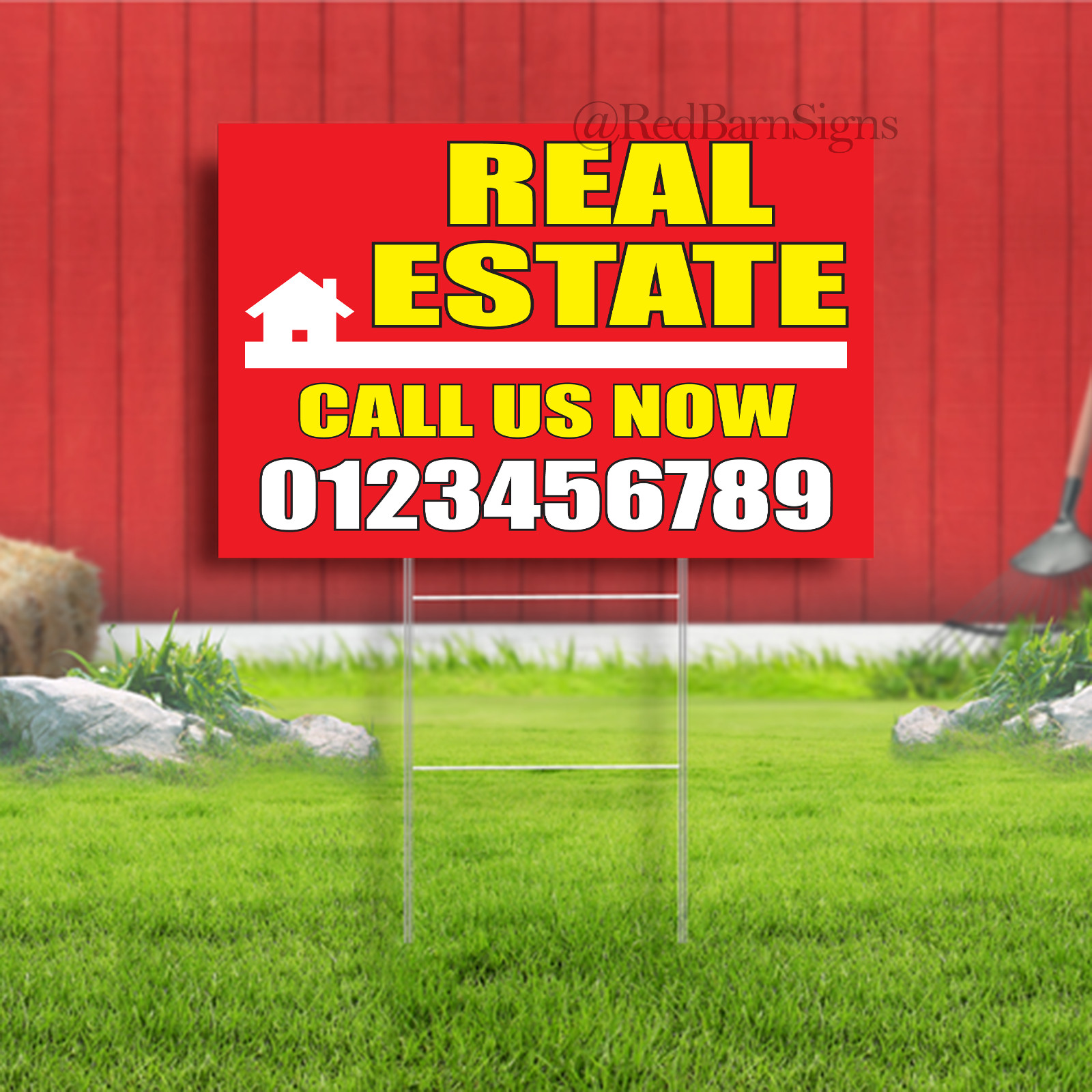 Real Estate Call us now phone number Indoor Outdoor Yard Sign