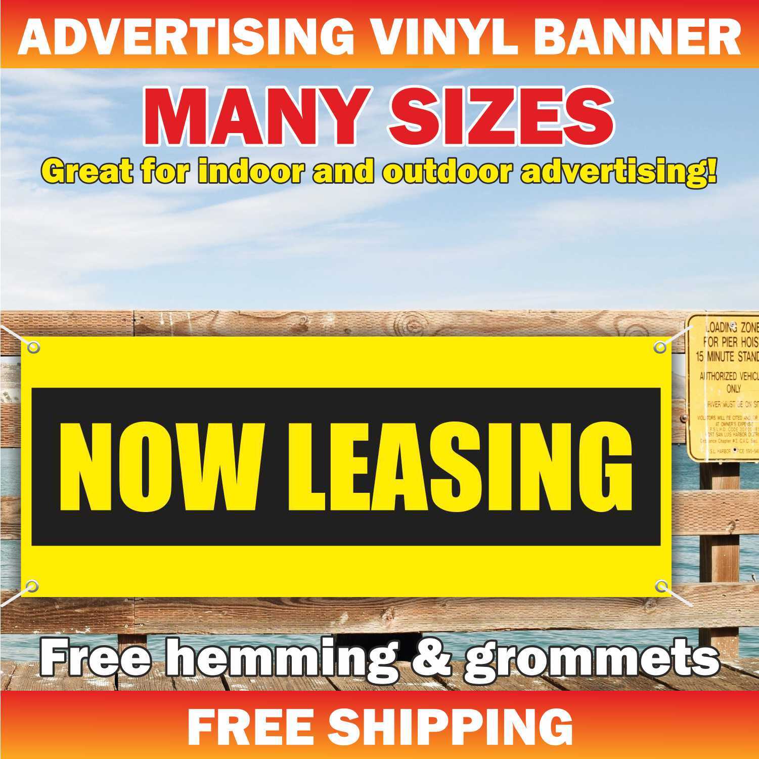 NOW LEASING Advertising Banner Vinyl Mesh Sign rent rental space real estate