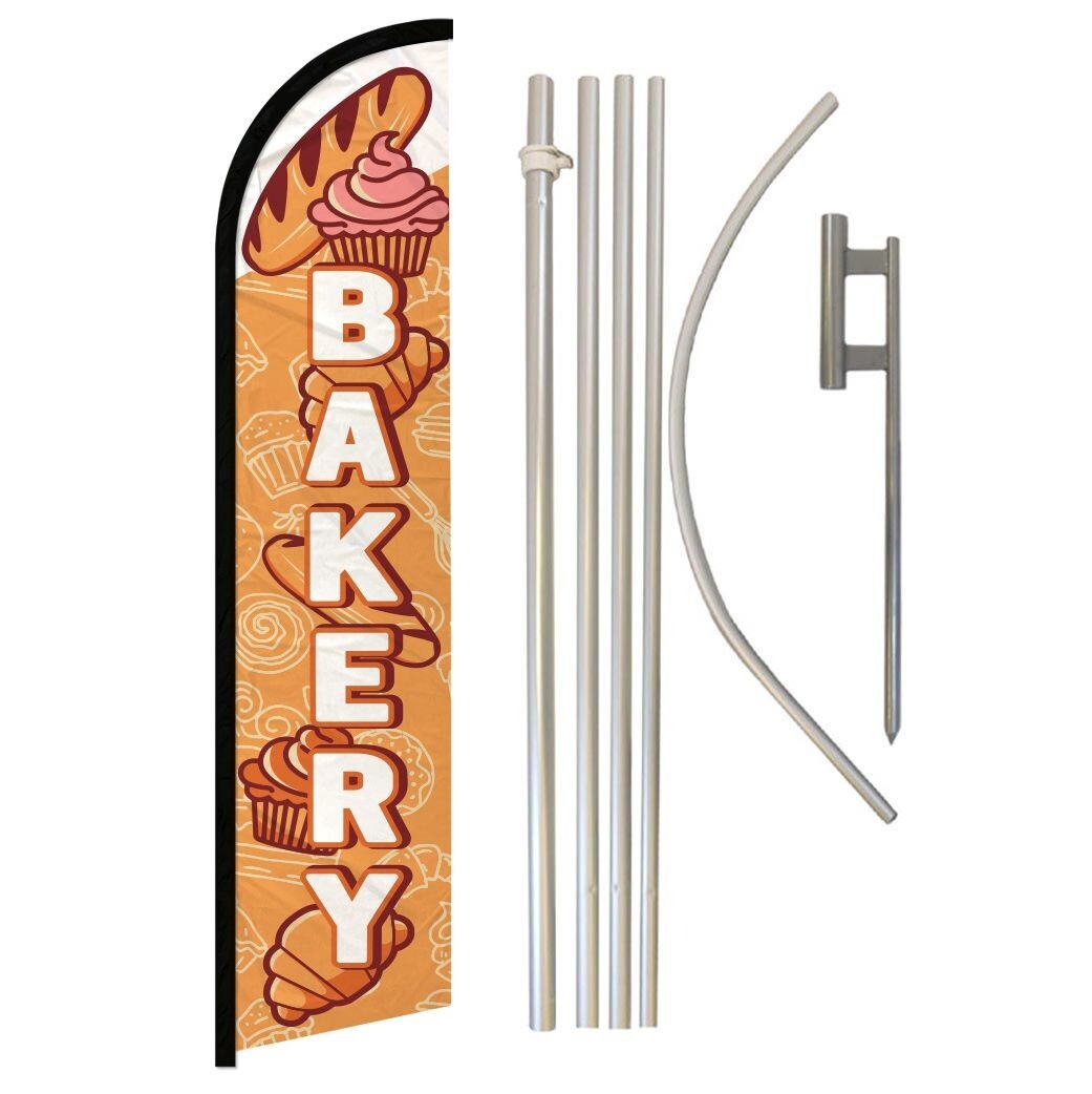 Bakery (White) Full Curve Windless Swooper Flag Pole Kit Bakery