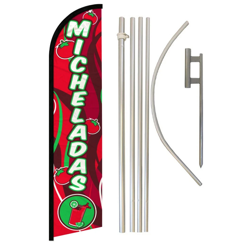 Beer & Wine Liquor Variations Windless Advertising Banner Flag Pole Kits