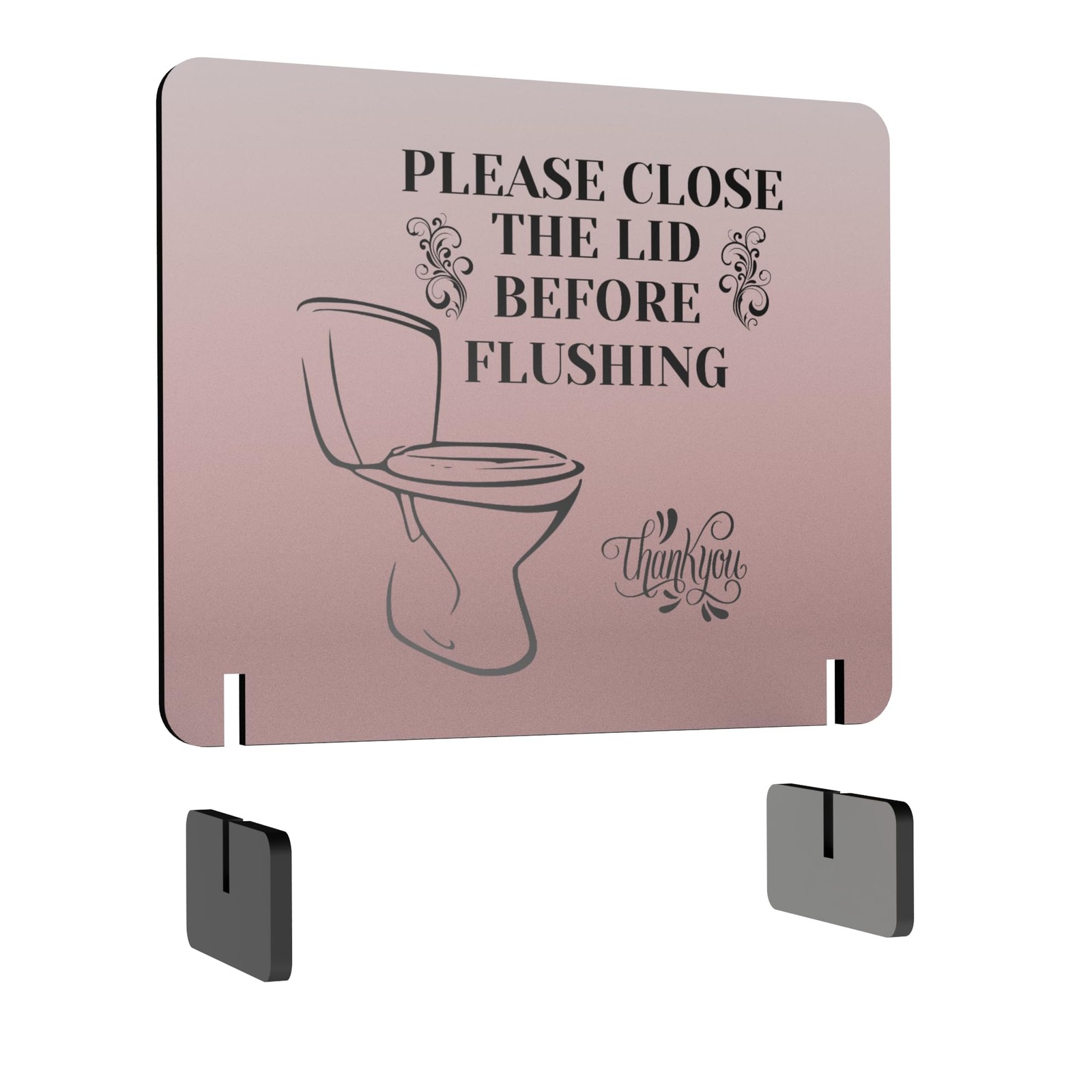 Elegant FreeStanding Bathroom Sign Close Toilet Lid Before Flush Aluminum