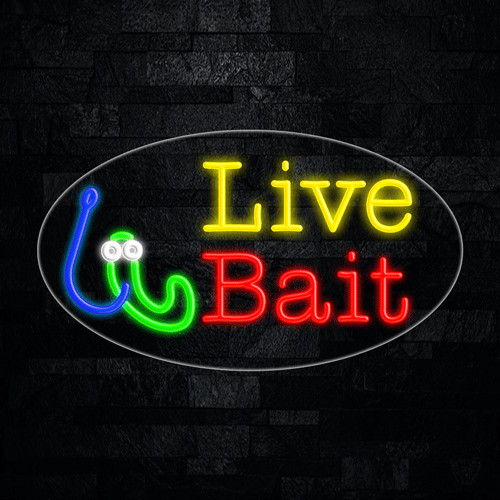 Live Bait LED Neon Sign 28″L x 16″L #34538