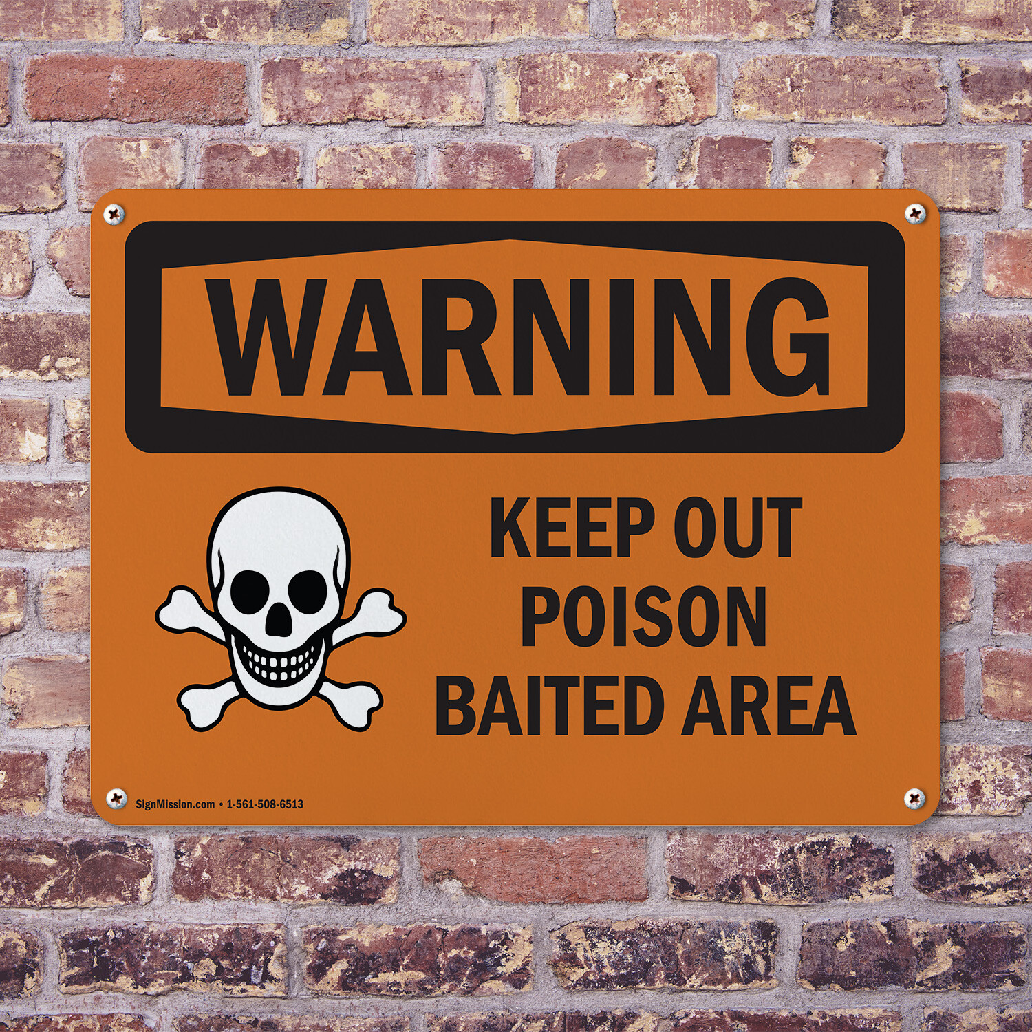 (2 Pack) Keep Out Poison Baited Area OSHA Warning Sign Decal Metal Plastic