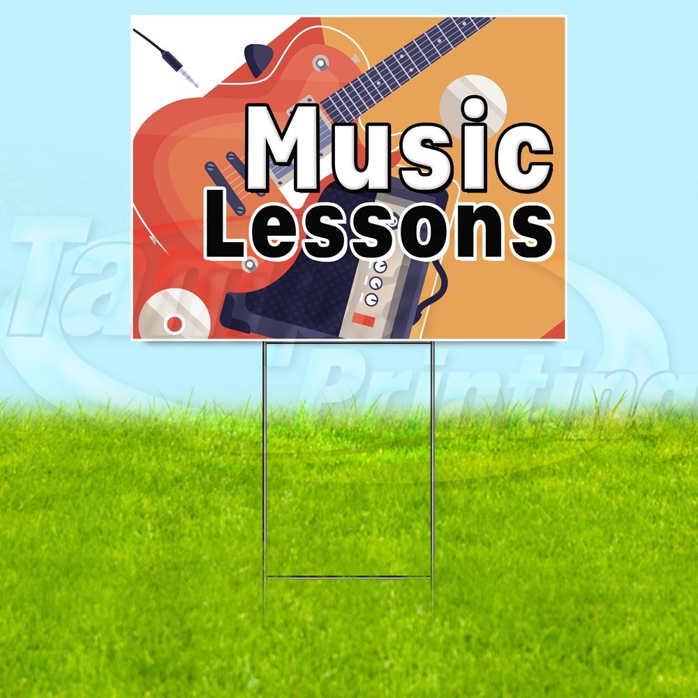 MUSIC LESSONS 18×24 Yard Sign Teaching Plastic Corrugated WITH STAKE USA YS07964