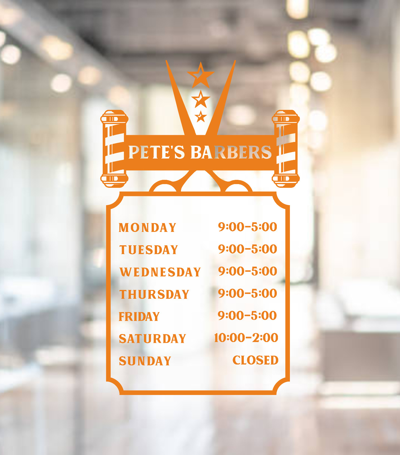 Barber Shop Opening Times Custom Personalised Custom Window Wall Sign Sticker