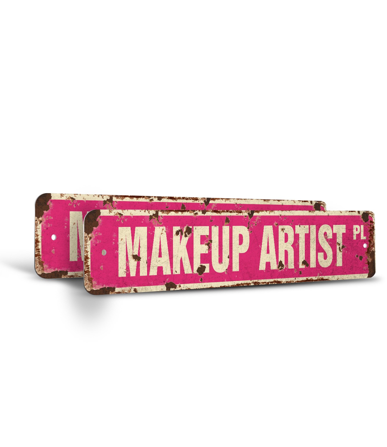 MAKEUP ARTIST Vintage Style Street Sign fashion trends colors palette brushes