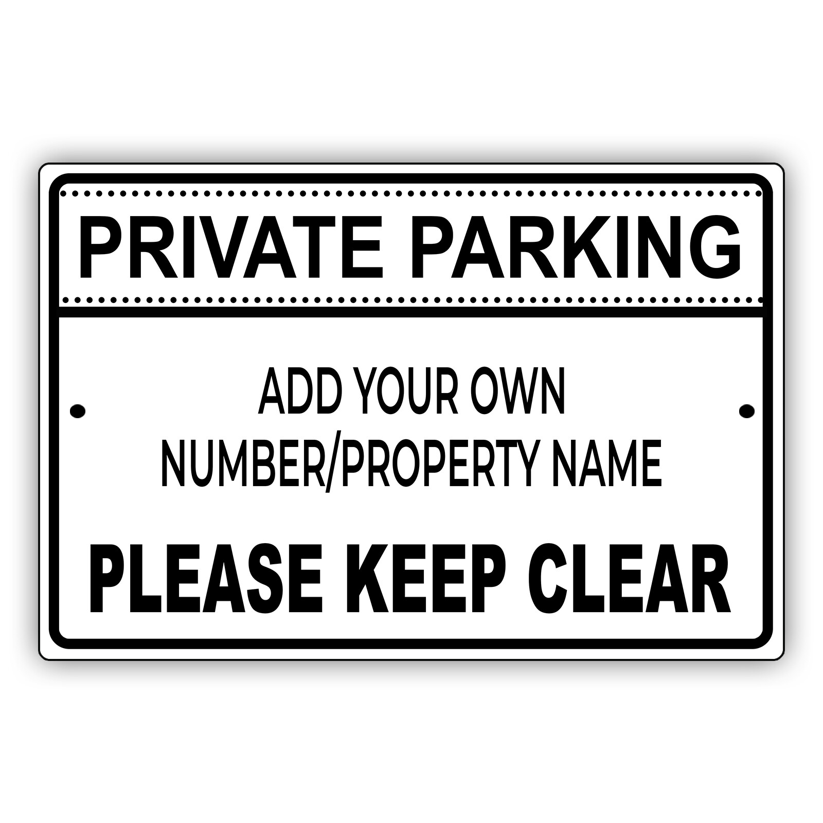 Custom Sign Private Parking Your Own Property Name & Number Aluminum Metal Sign