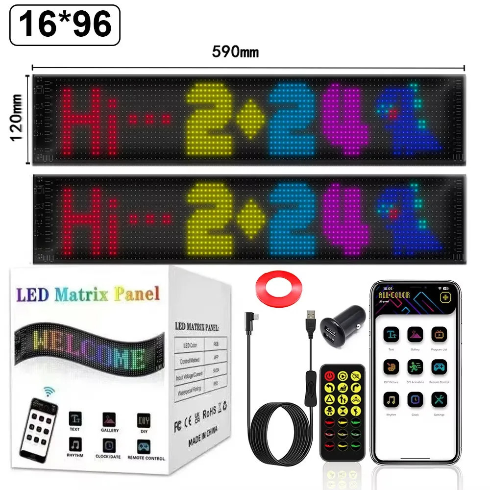 LED DIY Matrix Pixel Panel Led Display Truck Eye Car Sign Animation Bluetooth Ap