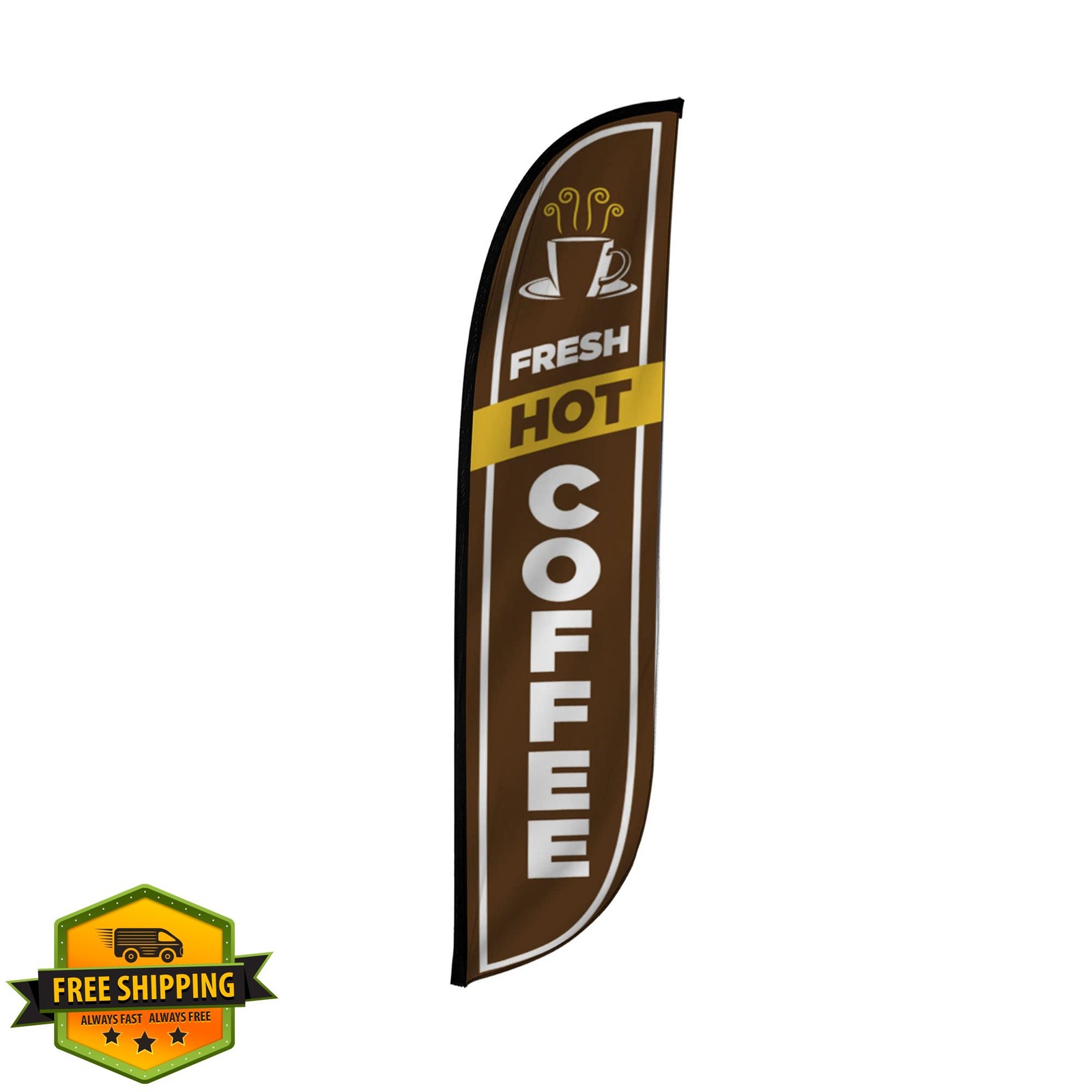 LookOurWay Feather Flag, Fresh Hot Coffee Brown