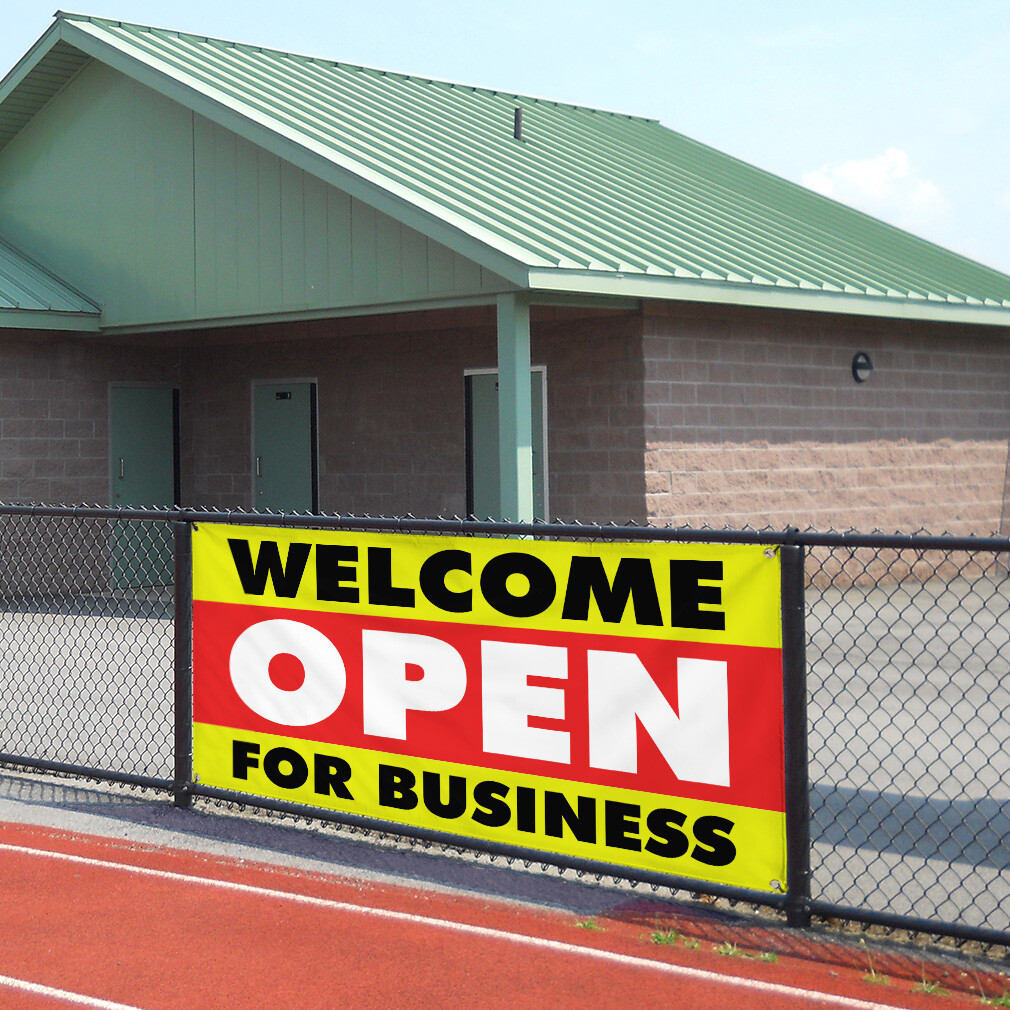 Vinyl Banner Multiple Sizes Welcome Open for Business #2 Business Outdoor