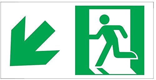 RUNNING MAN DOWN LEFT ARROW EXIT SIGN -Glow-In-The-Dark High Intensity-sticker