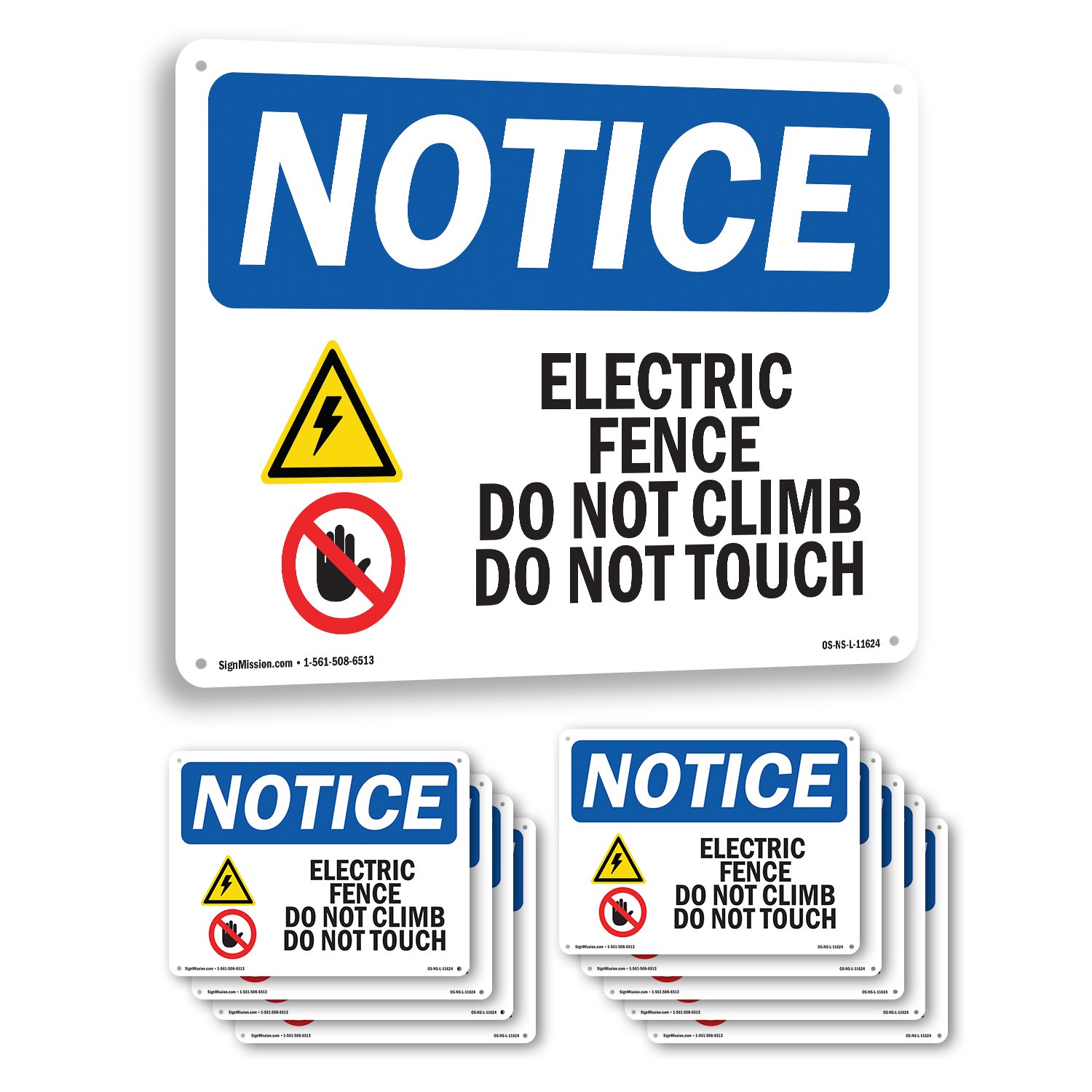 Electric Fence Do Not Climb OSHA Notice Sign Metal, Plastic, Decal 5 or 10 Pack