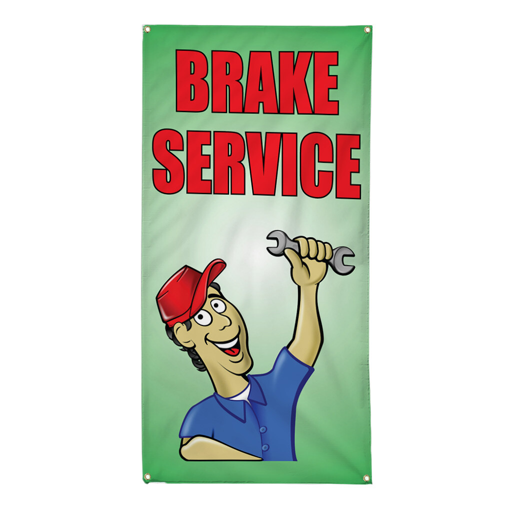 Vertical Vinyl Banner Multiple Sizes Brake Service Green Car Automotive Outdoor