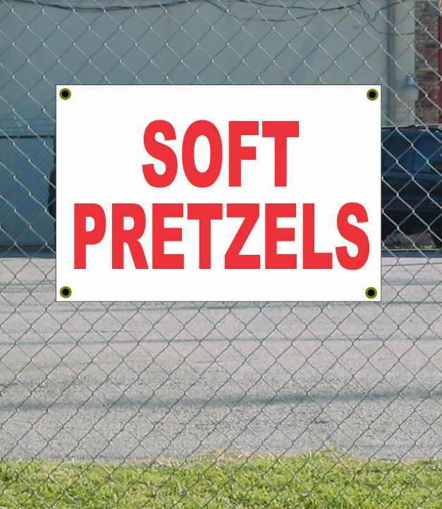 2×3 SOFT PRETZELS Red & White Banner Sign NEW Discount Size & Price FREE SHIP