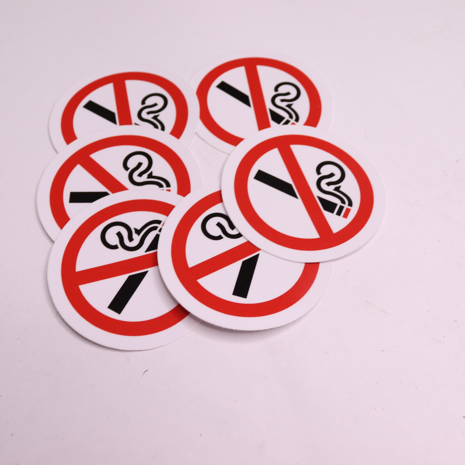 (6-Pk) iSYFIX No Smoking Sign Sticker Laminated Self-Adhesive Vinyl 3″ x 3″