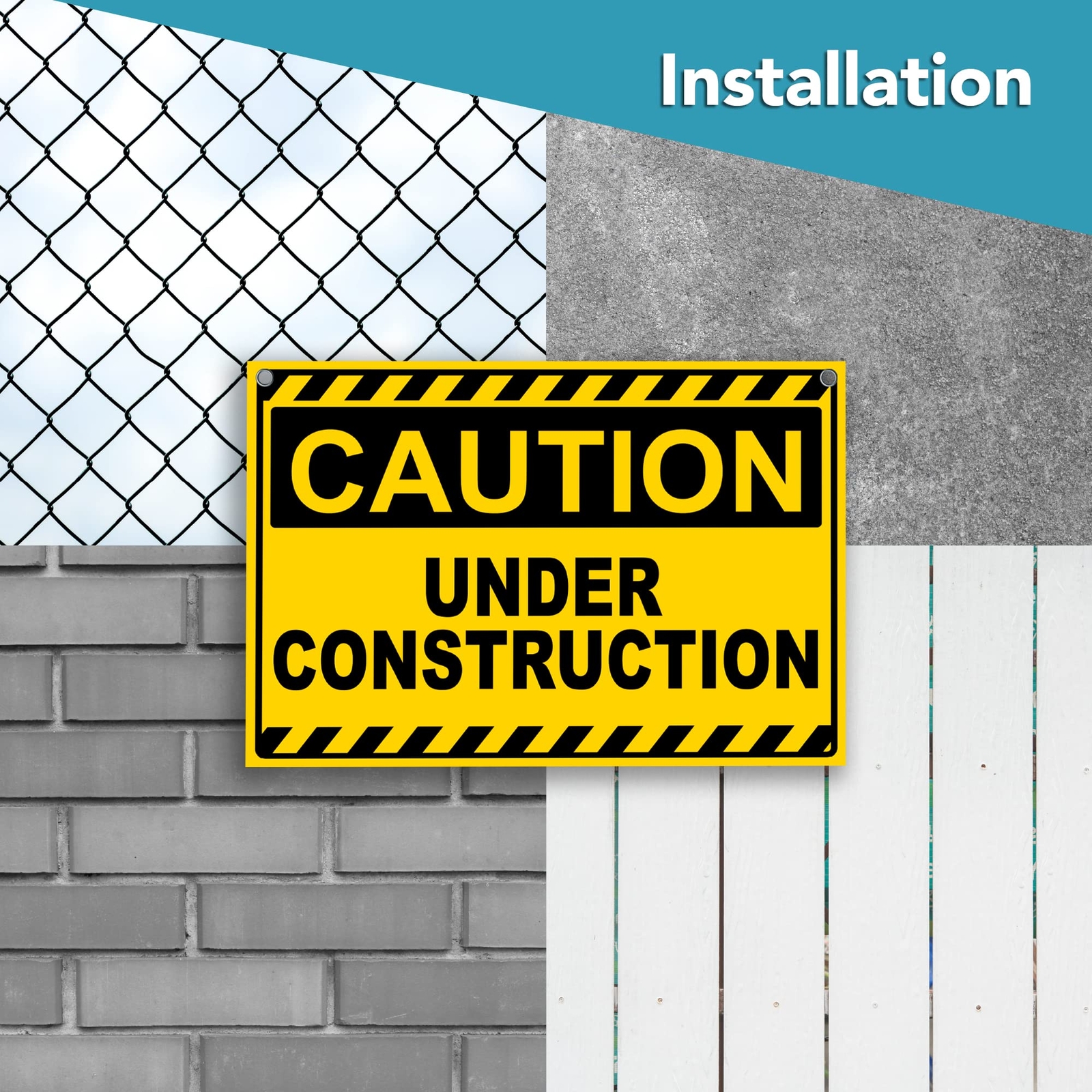 2-PC Under Construction Sign – 12 x 8 Coroplast Caution Area Signs with Grommets