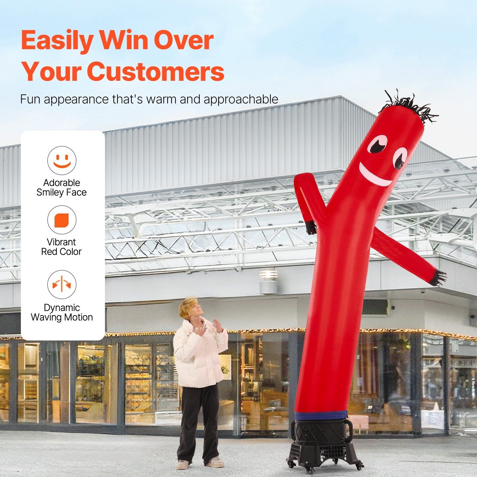 20ft Inflatable Tube Man + 1HP Blower, PP Shell, IPX3 Rated