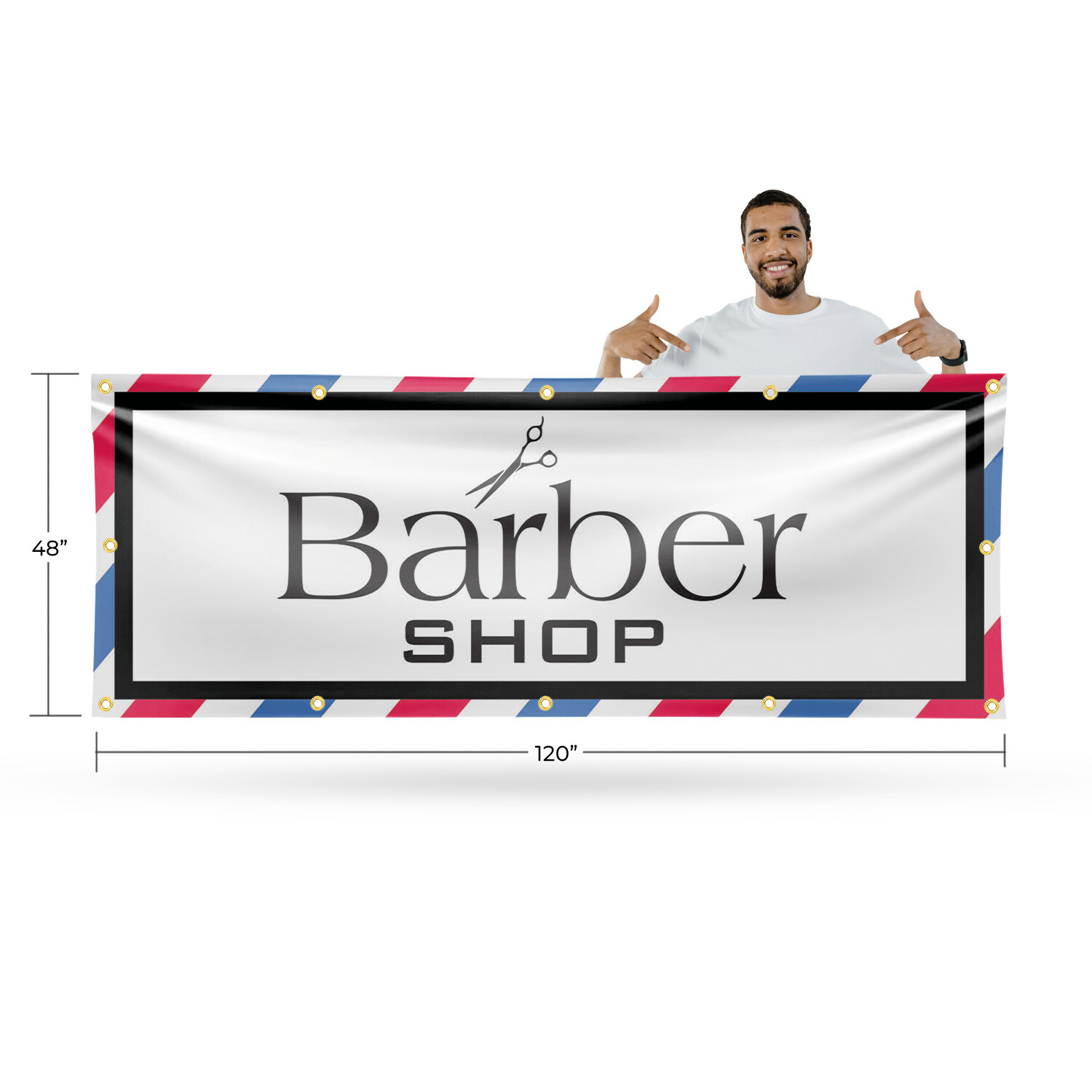 Barber Shop 13 oz Vinyl Banner Sign with Metal Grommets Heavy-Duty Single-Sided