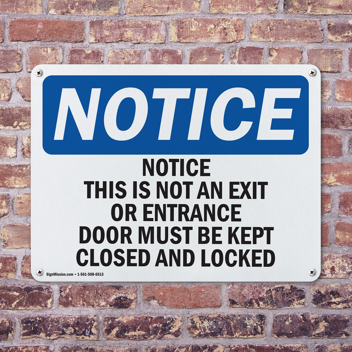 (2 Pack) This Is Not An Exit Or Entrance Door OSHA Notice Sign Decal Metal