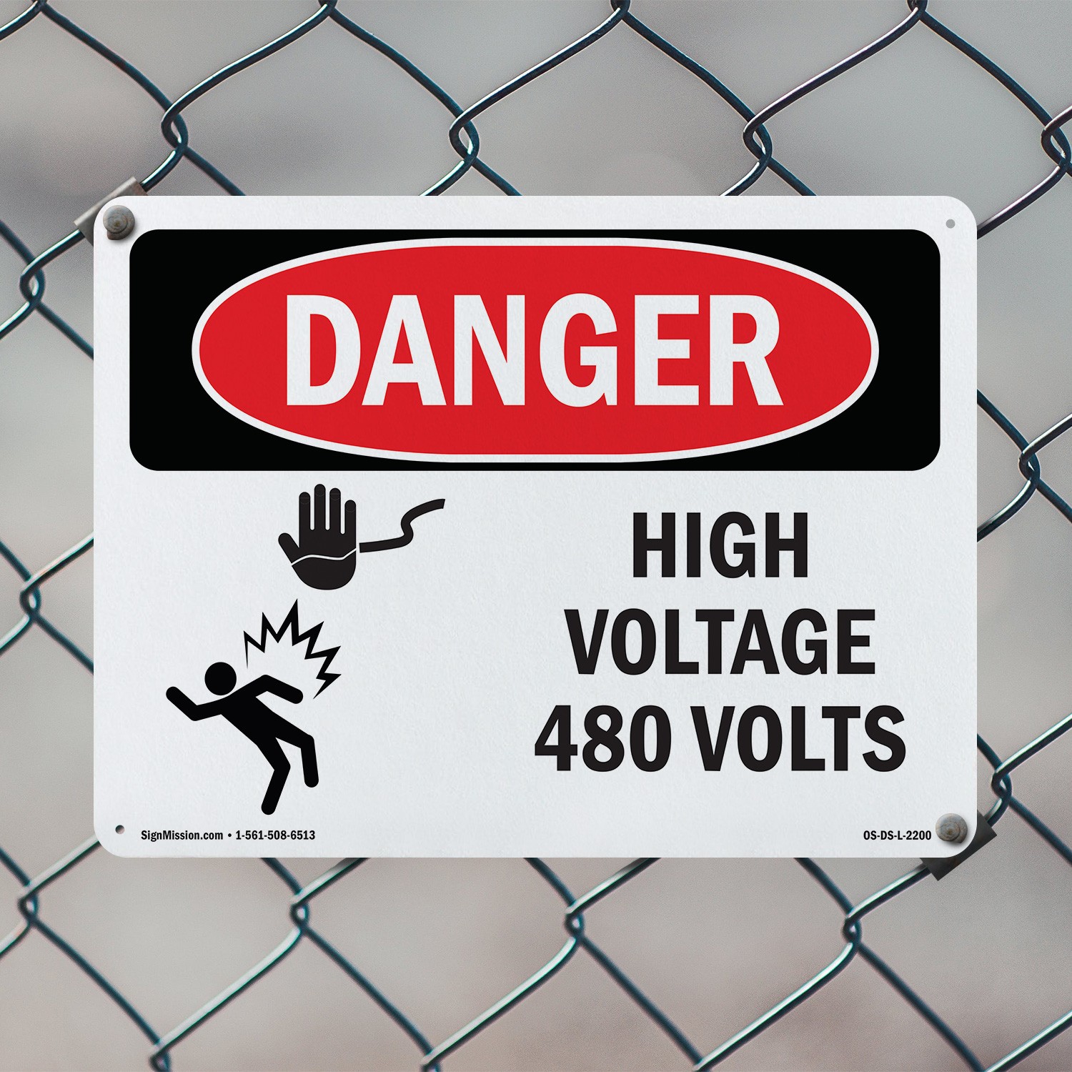 High Voltage 480 Volts OSHA Danger Sign Metal, Plastic, Or Decal – 5 or 10 Pack