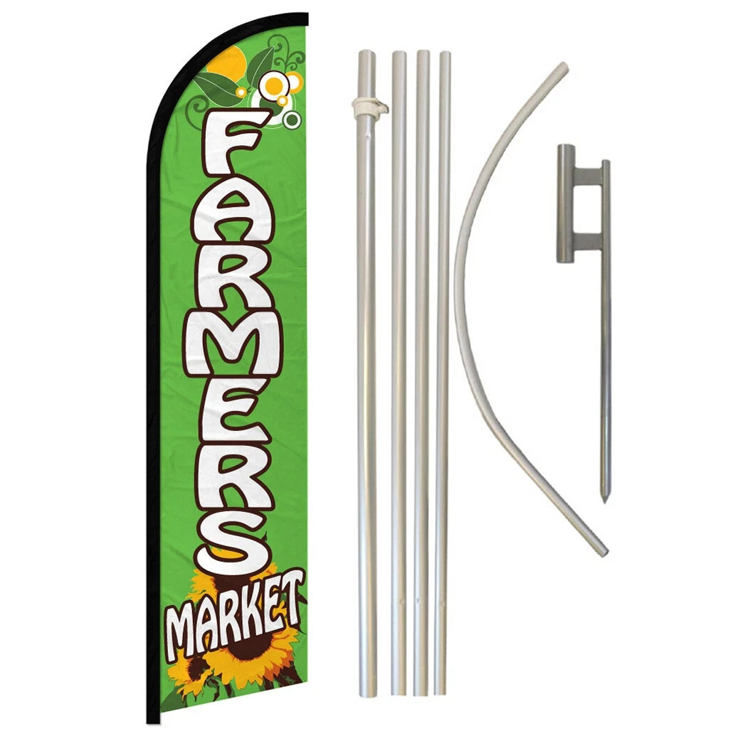 Farmer’s Market Organic Food Variation Windless Advertising Banner Flag Pole Kit