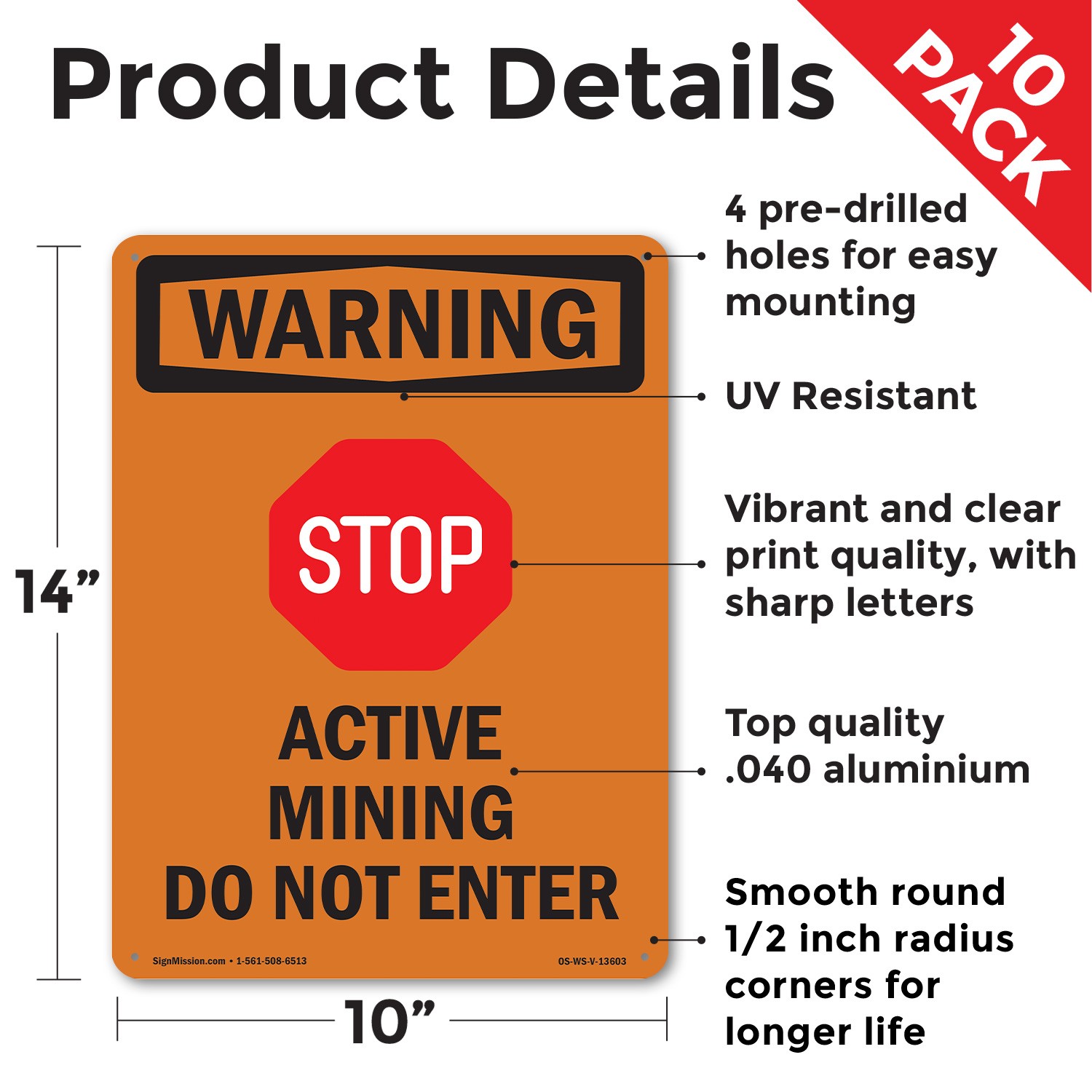 Active Mining With Symbol OSHA WARNING Sign Metal, Plastic, Decal 5 or 10 Pack