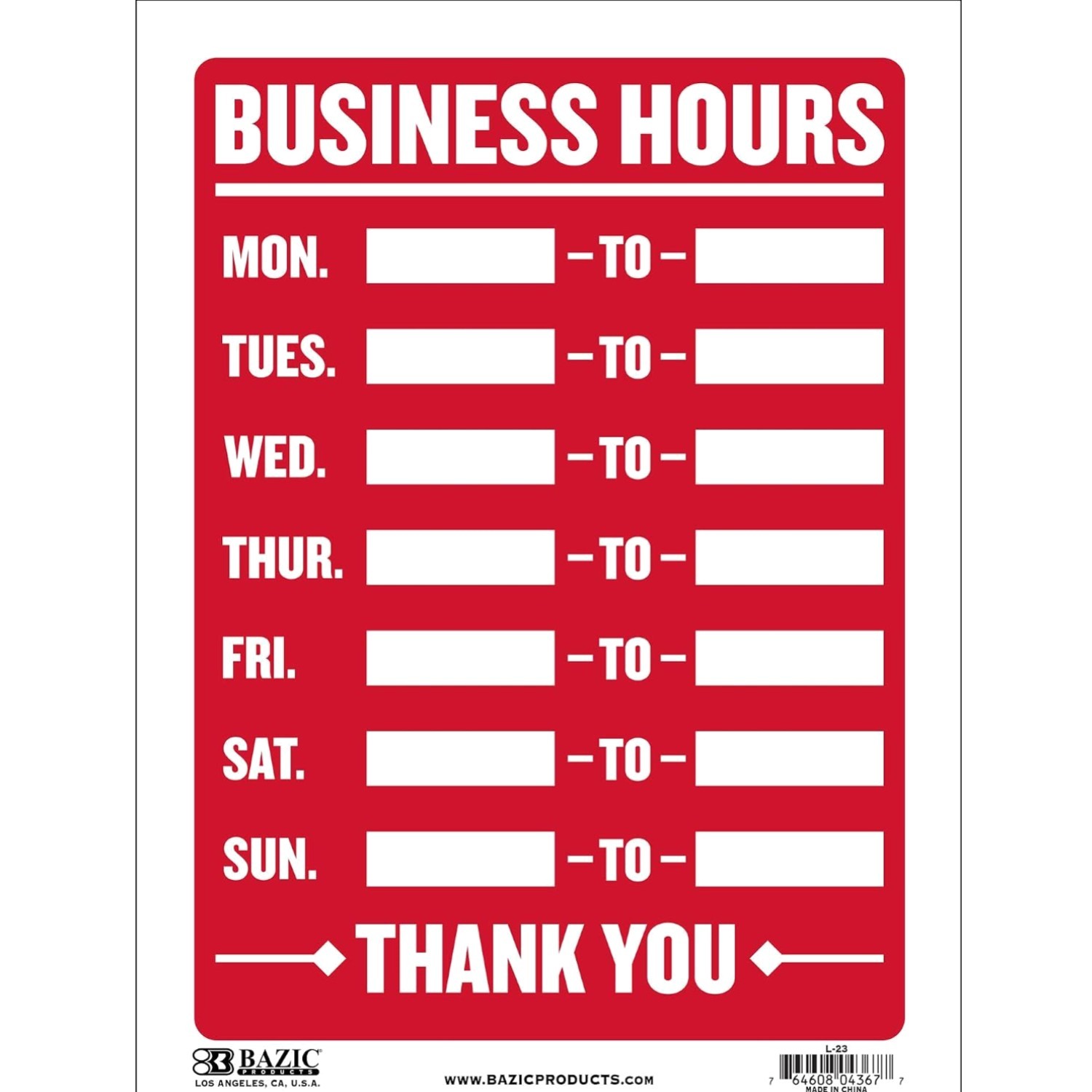 Business Hours Sign, 12 x 16 in, Weather Resistant, Tapes, Tacks, Or Frames, …