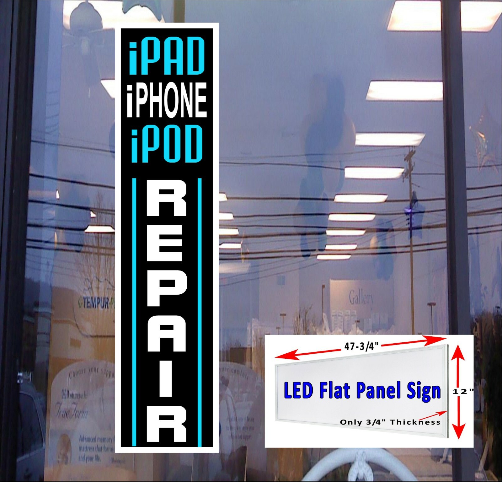 iPad iPhone iPod Repair Led light box window sign 48×12