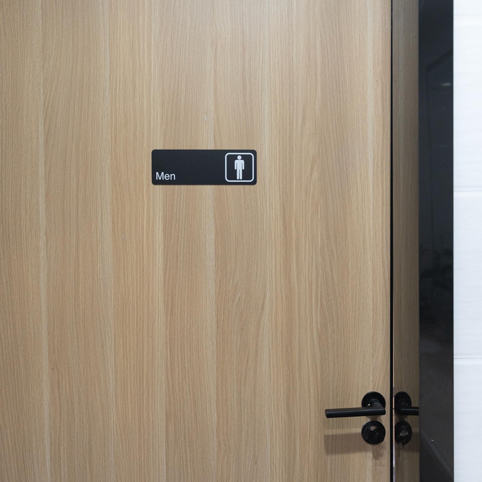 Modern Restroom Sign Minimalist Men Women Bathroom Matte Black 9×3 Inch 2 PCS