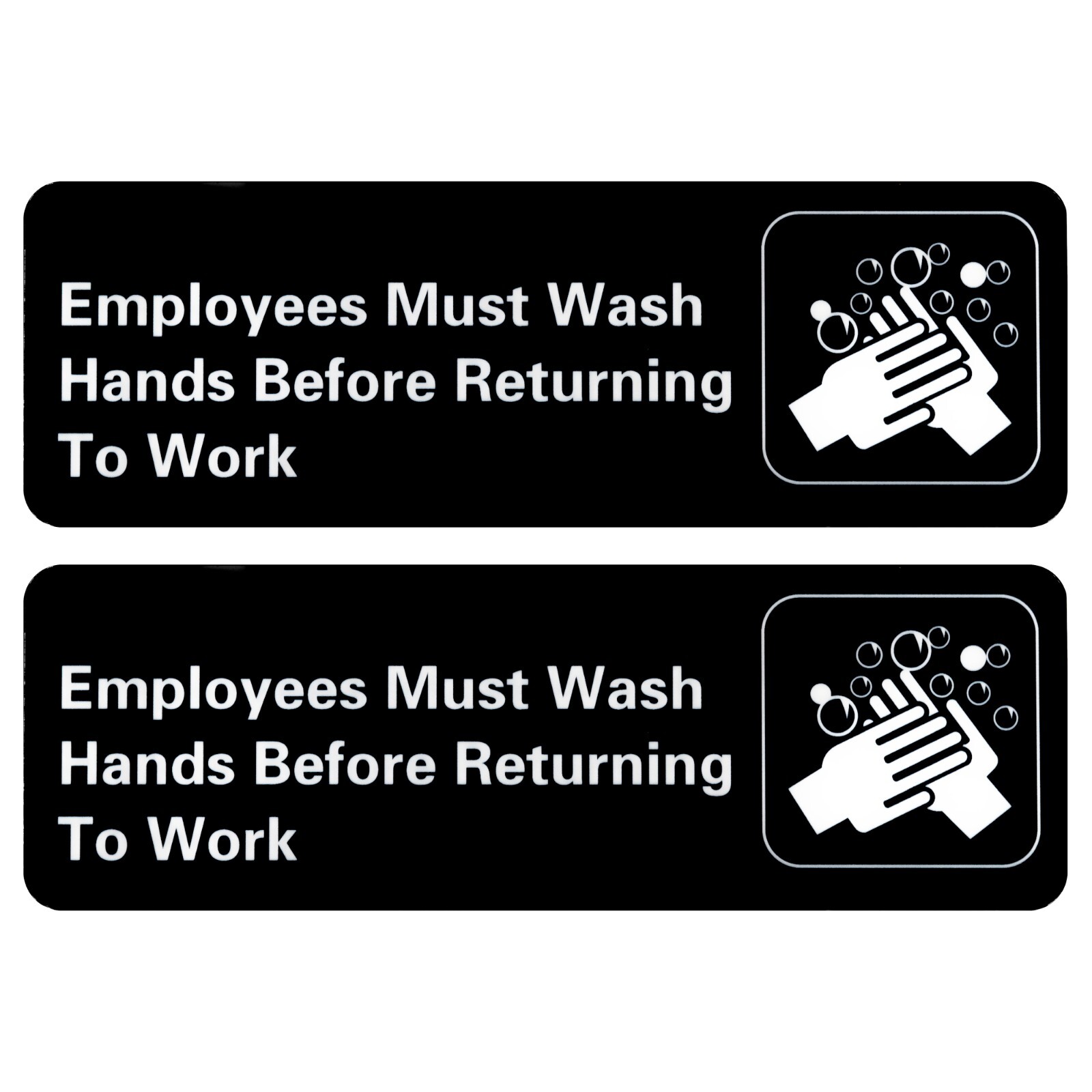 Employees Must Wash Hands Sign 3 by 9 for Restaurant’s Restroom & Kitchen 2-Pack