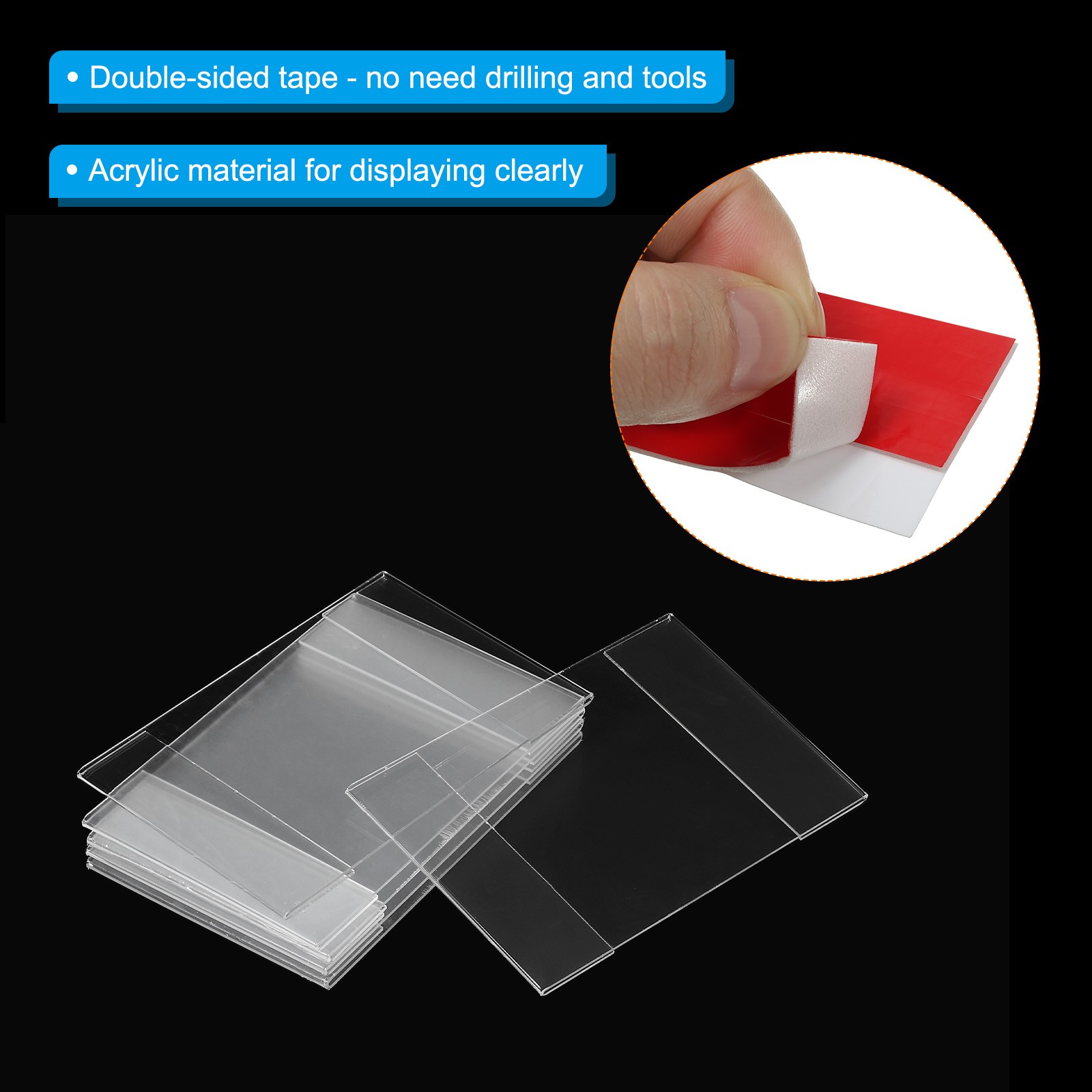 10Pcs 3.5×5″ Wall Mount Acrylic Vertical Sign Holder with Tape for Office Clear