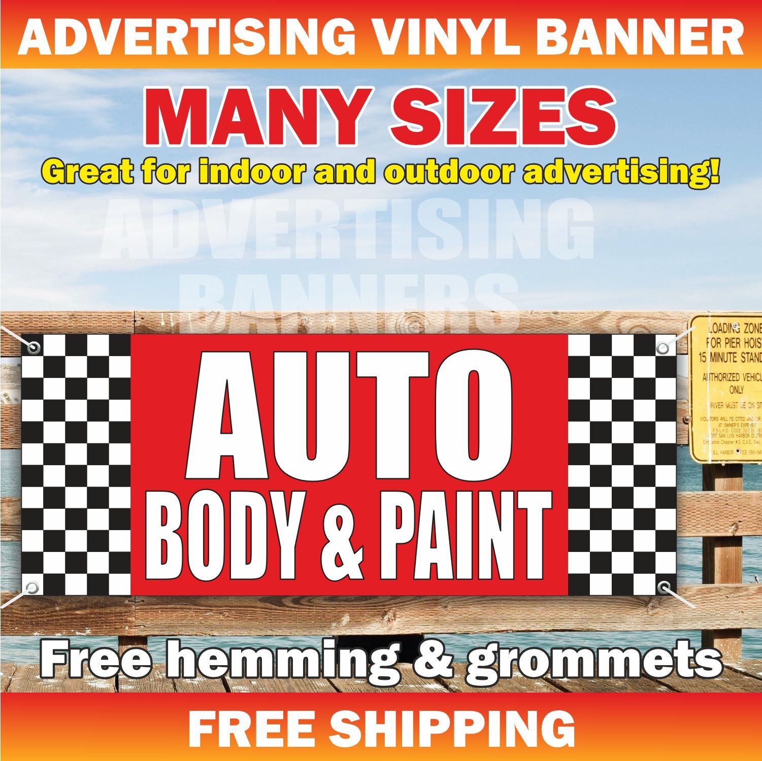 AUTO BODY PAINT Advertising Banner Vinyl Mesh Sign Flag service SHOP COLLISION