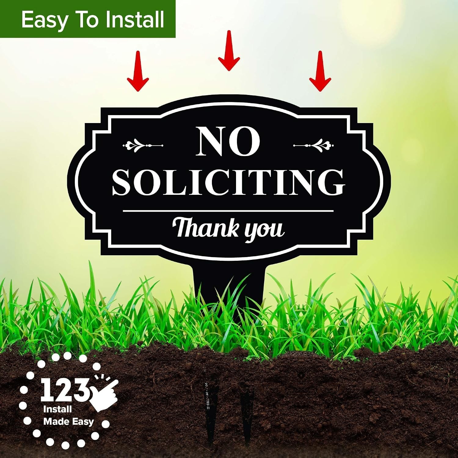 No Soliciting Yard Sign Rust Free Aluminum 11×11 Inches Fade Resistant Made in