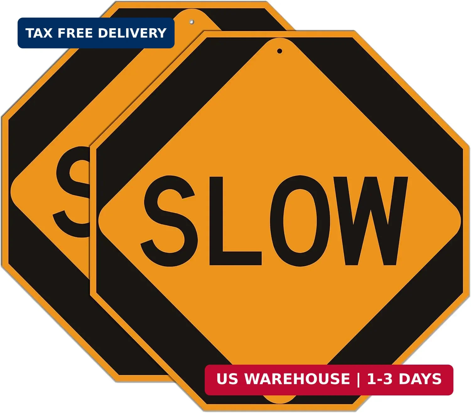 2 Pack Slow Sign Slow Down Signs 12 x 12 Inches Safety Traffic Stree Sign Engine