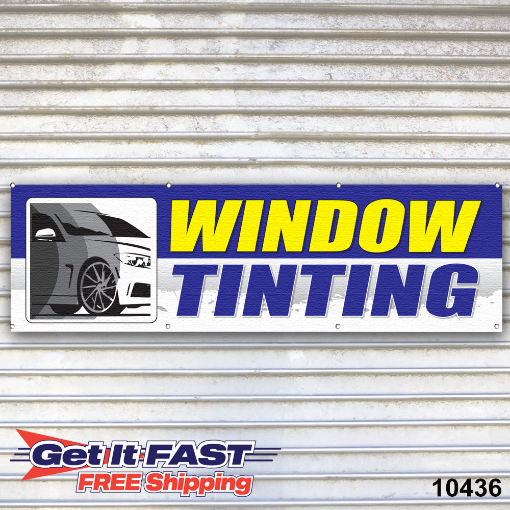 Window Tinting Banner Sign Tire Dealer Auto Repair Service Bay Garage
