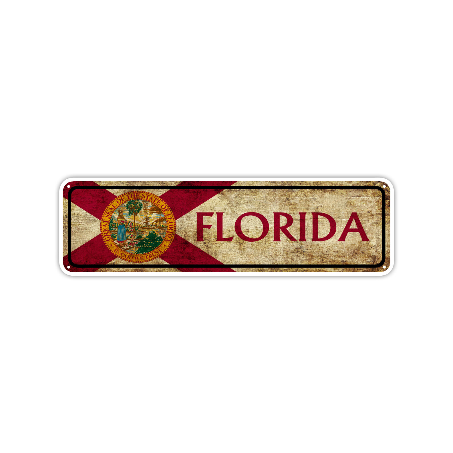 Florida State Flag Vintage Sign Floridan’s Gift Road Wall Aluminum Metal Sign