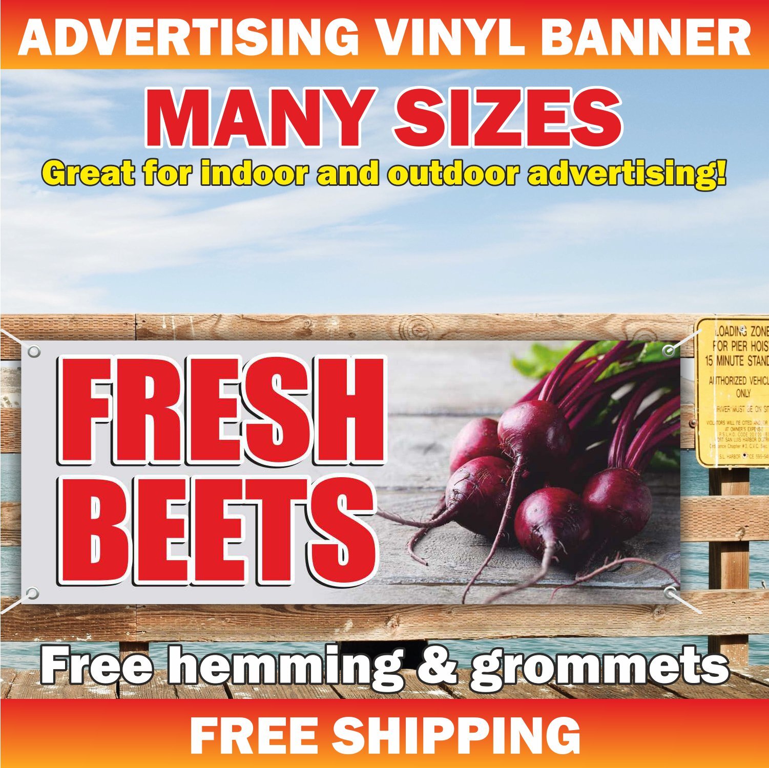 Fresh Beets Advertising Banner Vinyl Mesh Sign Farm Natural Vegetables Fruit Bar