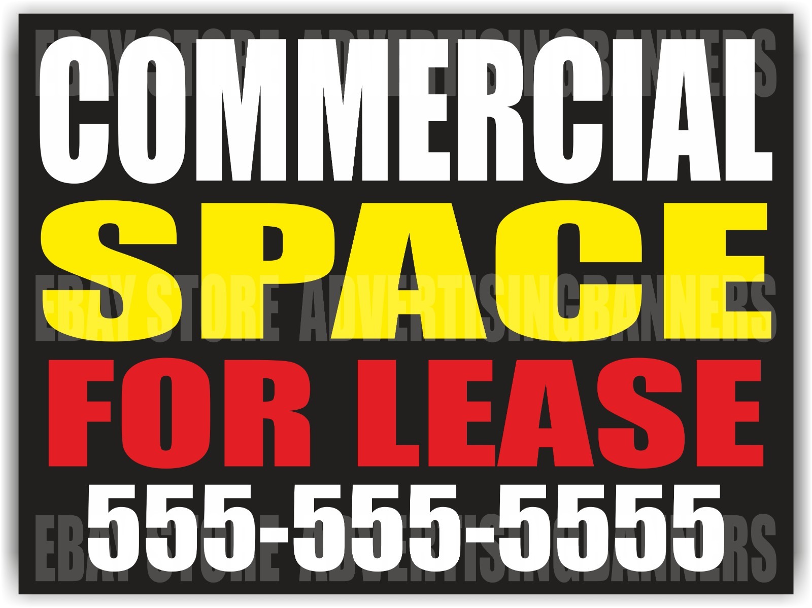 COMMERCIAL SPACE FOR LEASE Yard Sign with H-Stakes Lawn Sign Rent Custom Phone