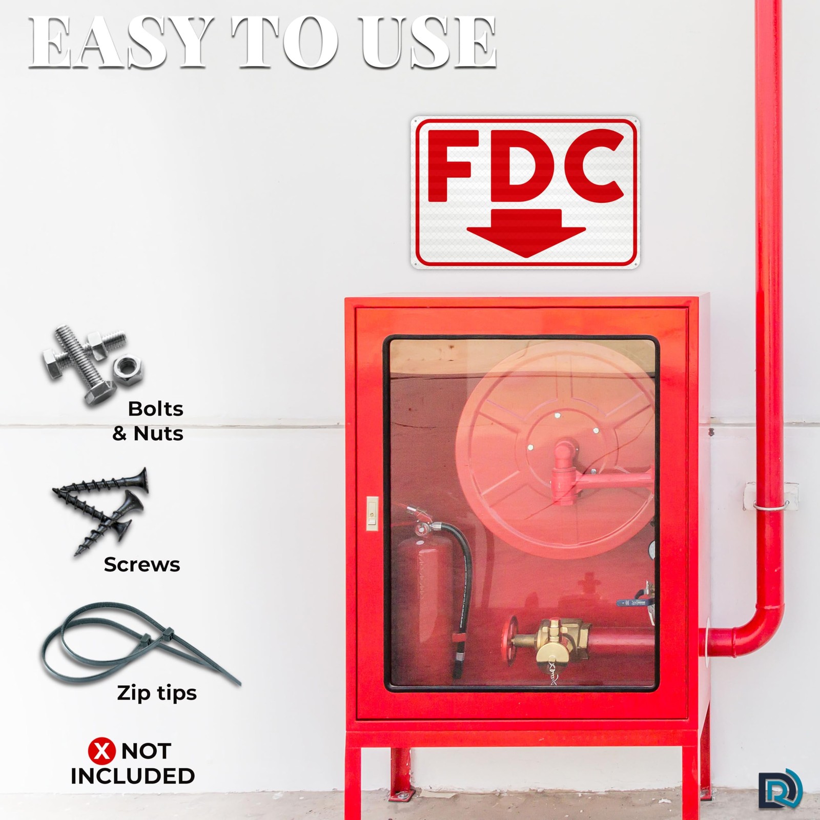 FDC Sign with Arrow Fire Department Connection 18×12 Inch Reflective Aluminum