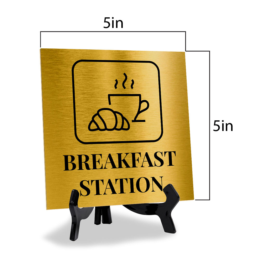 Breakfast Station 5″x 5″ Square Table Sign With Acrylic Easel