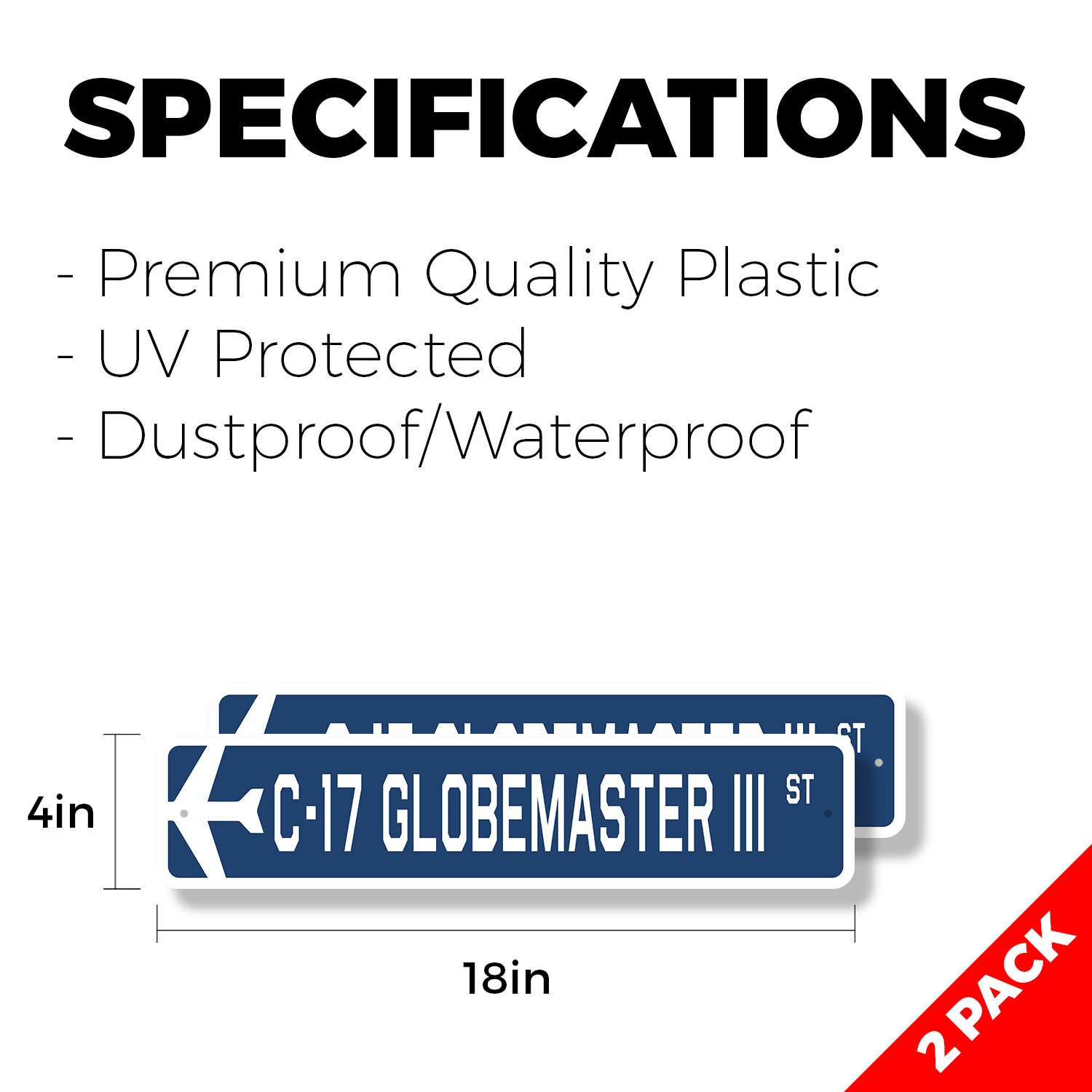 C-17 Globemaster III Street Sign (2 Pack) Air Force Aircraft Military Pilot Ship