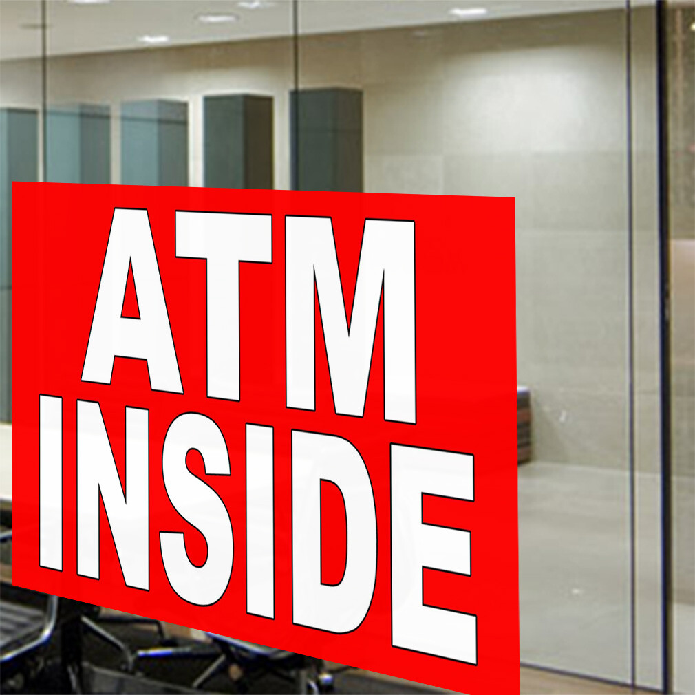 Decal Stickers Atm Inside E Vinyl Store Sign Label Business