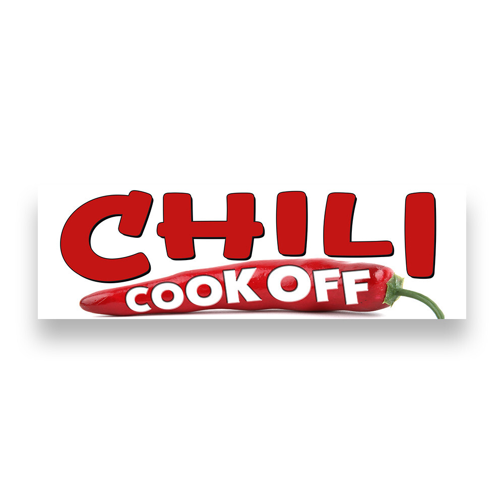 CHILI COOK OFF (White) Vinyl Banner with Optional Sizes (Made in the USA)