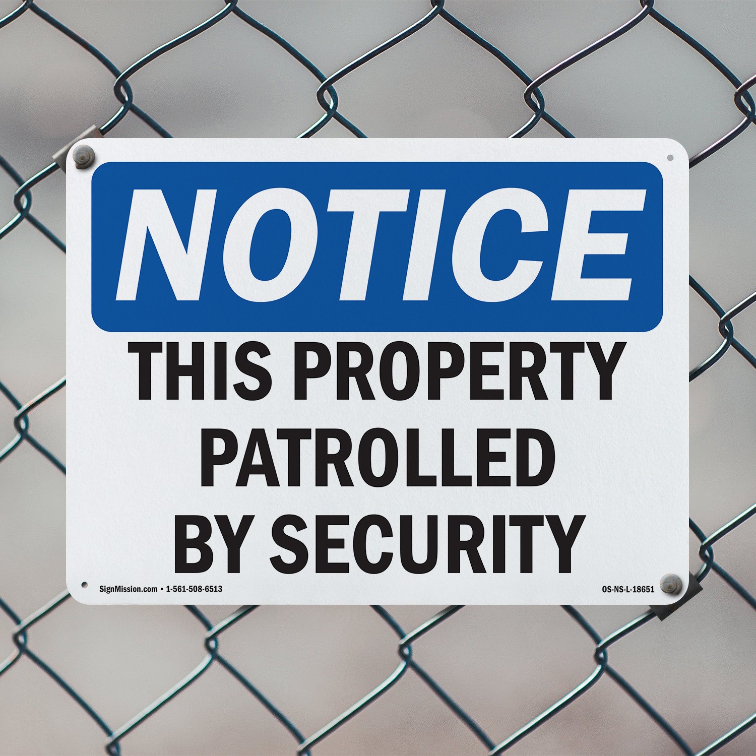 This Property Patrolled By Security OSHA Notice Sign Or Decal – 5 or 10 Pack